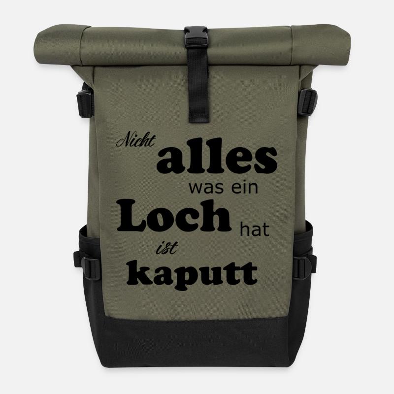 Nicht alles was ein Loch hat ist kaputt Geschenk - Rolltop Rucksack - Olive/Schwarz
