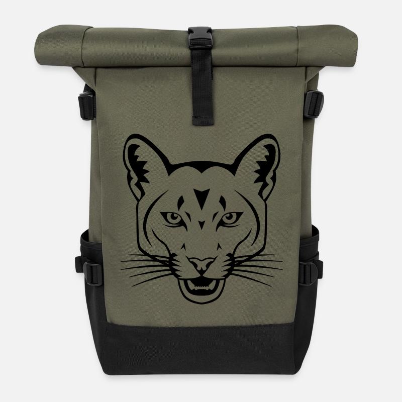 chat - Sac à dos roll top - olive/noir