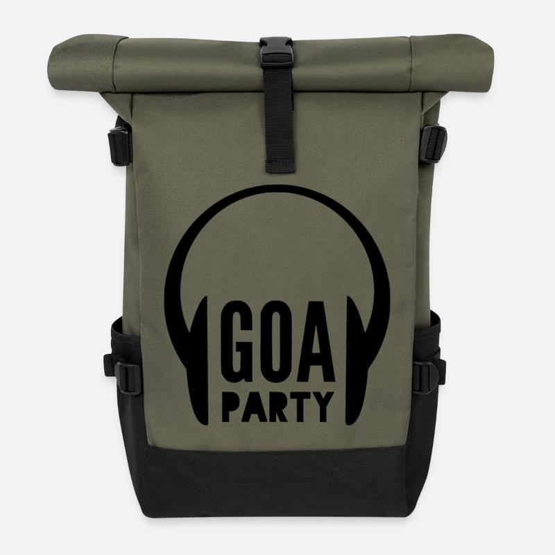 goa party - Rolltop Rucksack - Olive/Schwarz