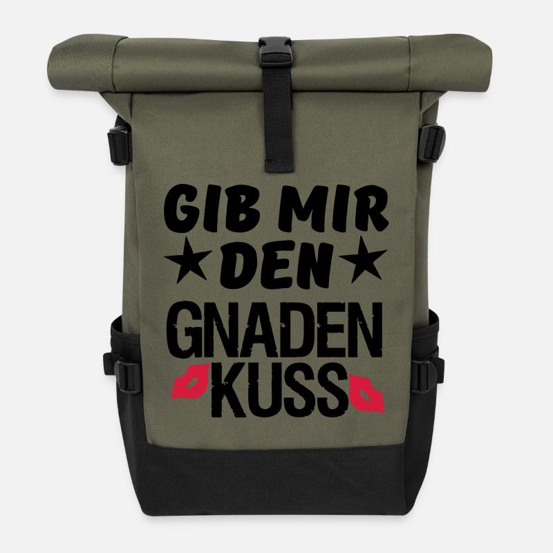 Geschenk Liebe Paar lustig Spruch Kuss - Rolltop Rucksack - Olive/Schwarz