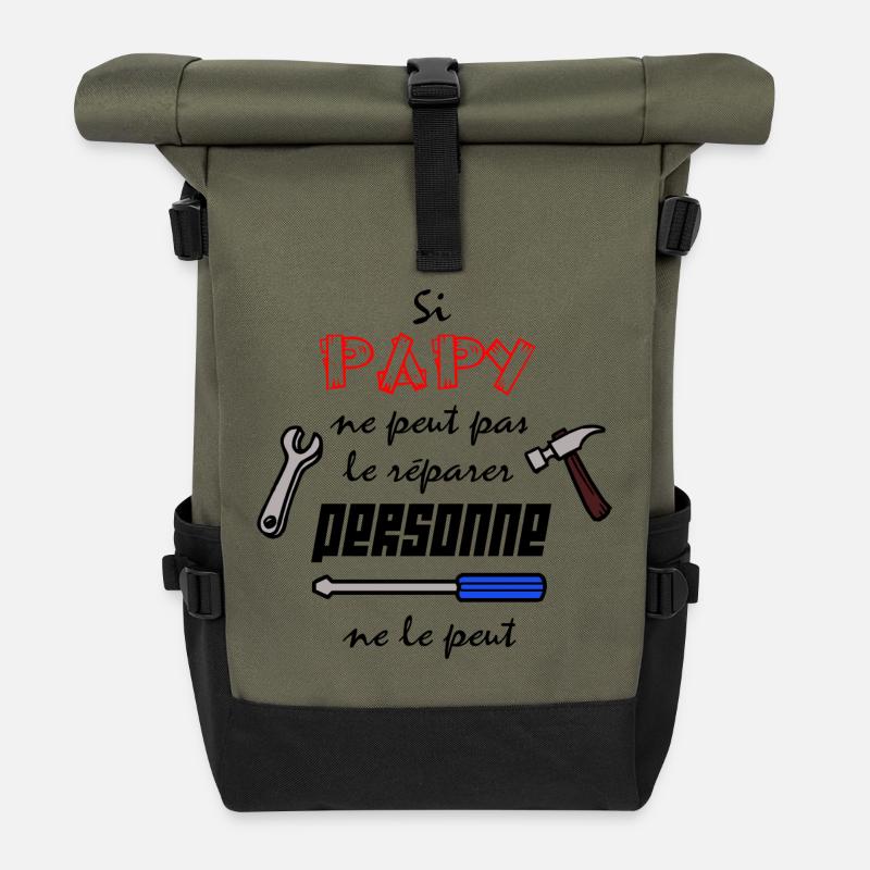 Papy c'est le meilleur - Sac à dos roll top - olive/noir