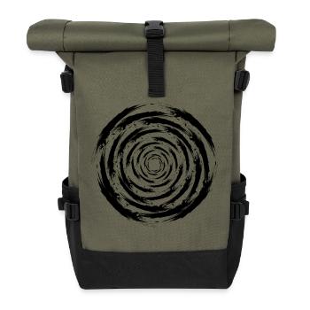 optical illusion circle brush vortex storm New - Roll Top Backpack - olive/black - Front