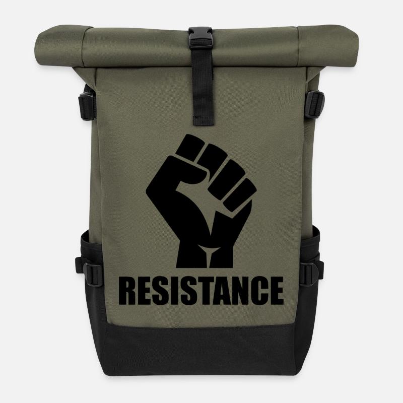 Widerstand / Resistance (schwarz / black) - Rolltop Rucksack - Olive/Schwarz