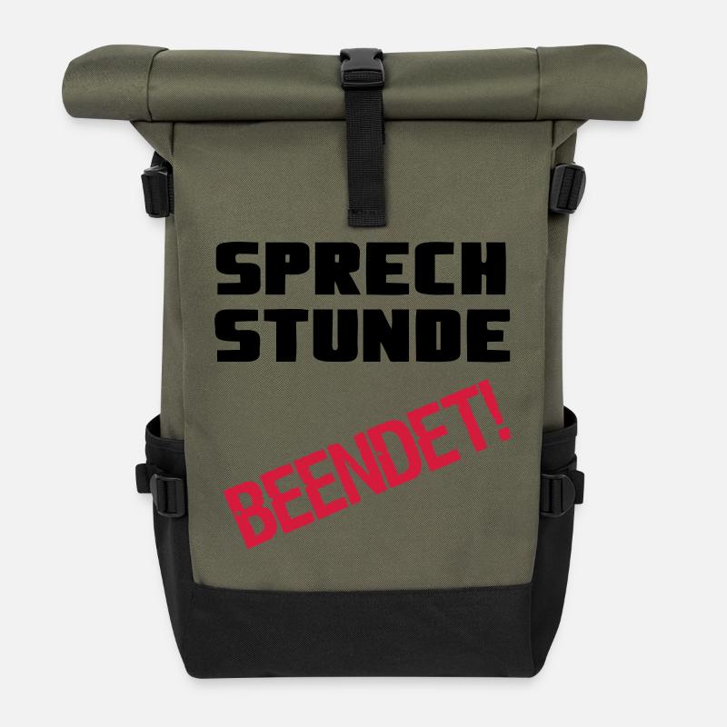 Sprechstunde beendet Medizin Spruch Geschenk - Rolltop Rucksack - Olive/Schwarz