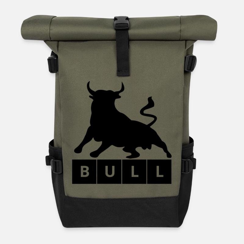 Design de silhouette noire - Sac à dos roll top - olive/noir