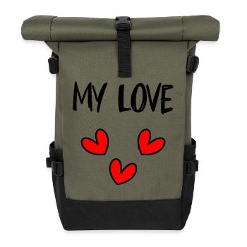 LOVE. I LOVE YOU. VALENTINE'S DAY. BACHELORETTE PARTY. I LOVE YOU. - Roll Top Backpack - olive/black - Front