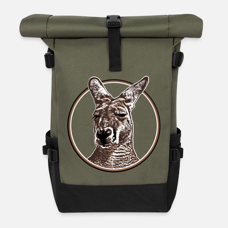 Kangurukopf - Rolltop Rucksack - Olive/Schwarz