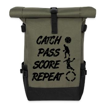 Fangen Passen Punkten Wiederholen - Rolltop Rucksack - Olive/Schwarz - Vorne