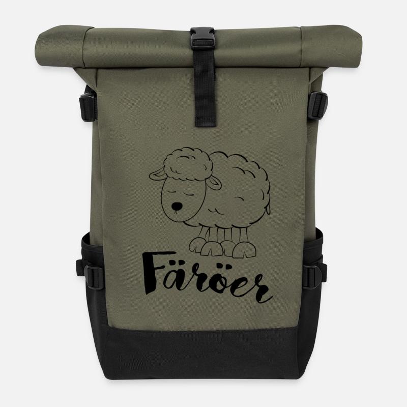 Färöer Schaf - Rolltop Rucksack - Olive/Schwarz