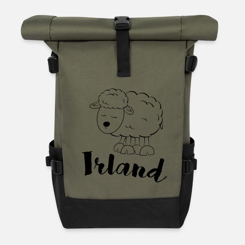 Moutons d’Irlande - Sac à dos roll top - olive/noir