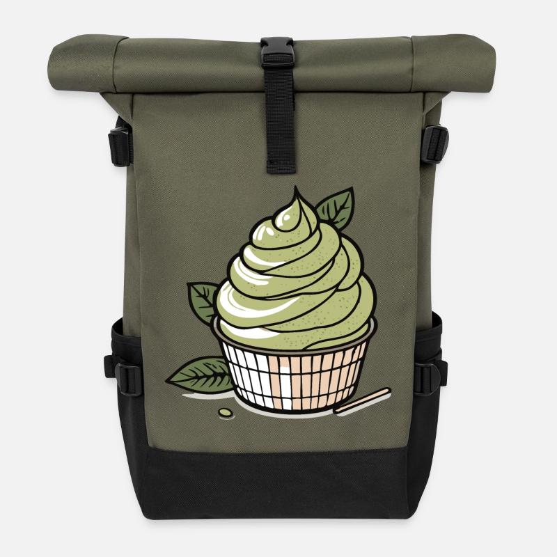 Crème glacée au matcha - Sac à dos roll top - olive/noir