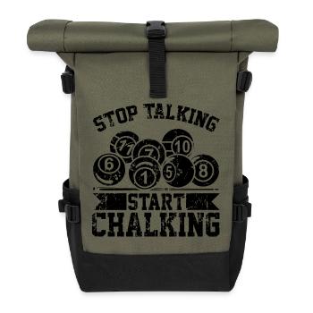 Witziger Billard Spruch - Rolltop Rucksack - Olive/Schwarz - Vorne