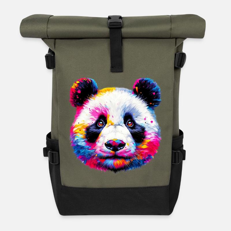 Panda - Rolltop Rucksack - Olive/Schwarz