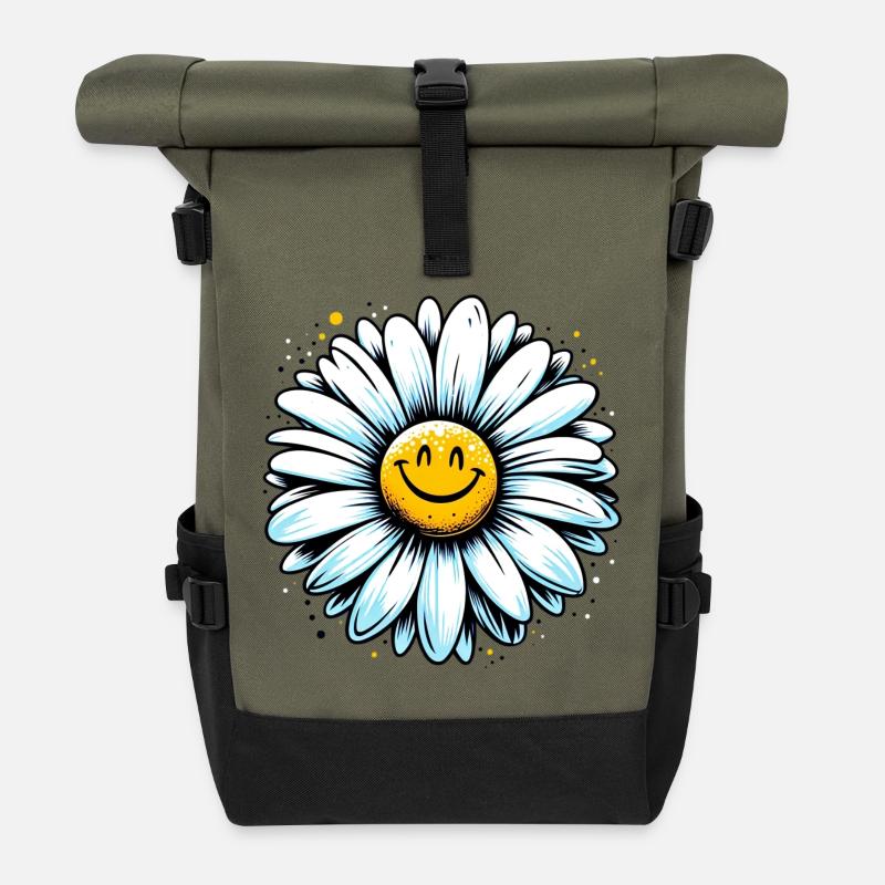 Gänseblümchen - Rolltop Rucksack - Olive/Schwarz