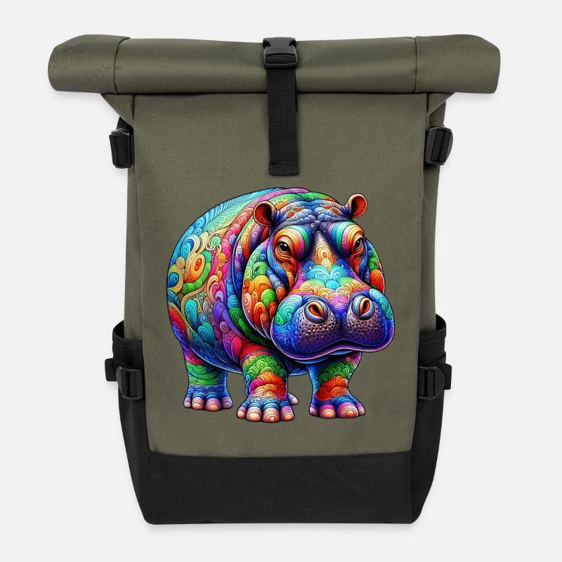 Nilpferd - Rolltop Rucksack - Olive/Schwarz