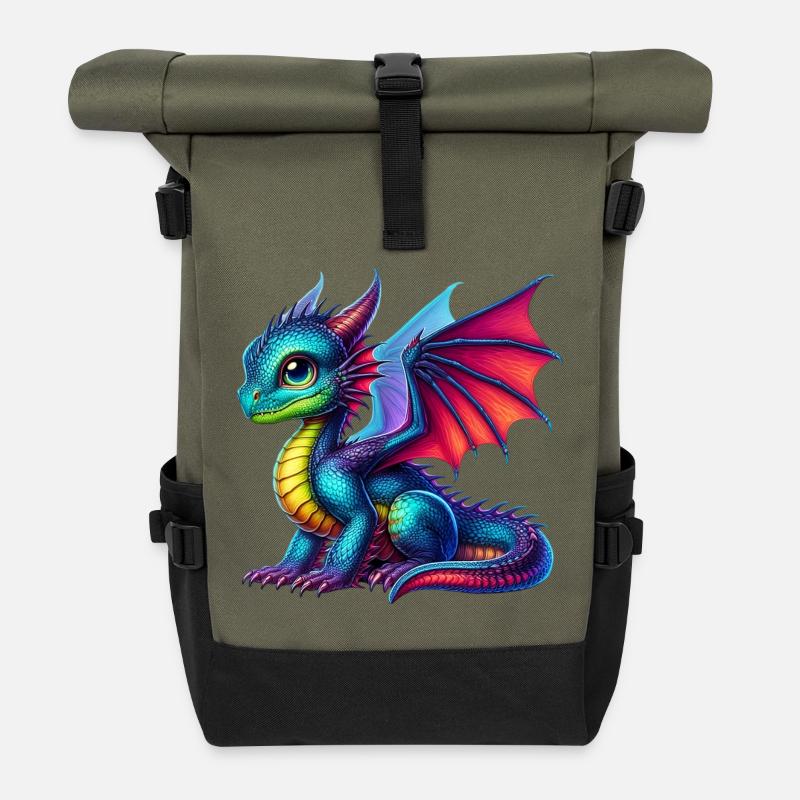 Drache - Rolltop Rucksack - Olive/Schwarz