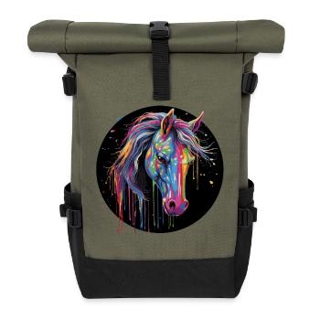 Love of horses - Roll Top Backpack - olive/black - Front