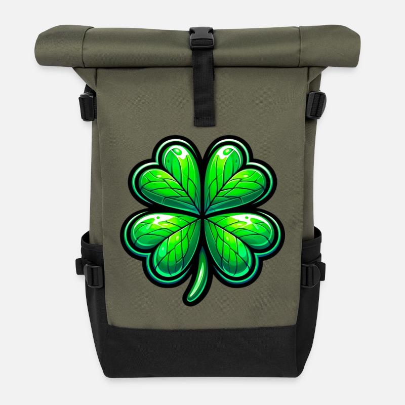 Four-leaf clover - Roll Top Backpack - olive/black