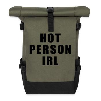 Hot person irl - Rolltop Rucksack - Olive/Schwarz - Vorne