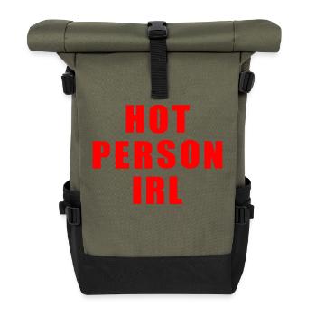 Hot person irl - Rolltop Rucksack - Olive/Schwarz - Vorne