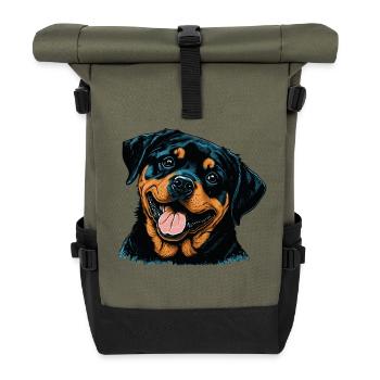 Chiot Rottweiler - Sac à dos roll top - olive/noir - Devant