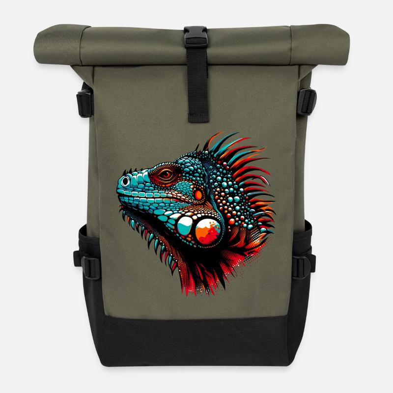 Iguana - Roll Top Backpack - olive/black