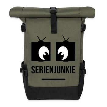 Series junkie with square eyes - Roll Top Backpack - olive/black - Front