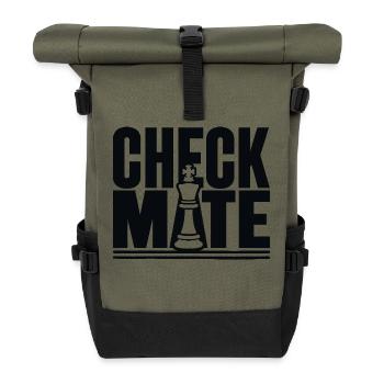 Check Mate für einen Schachspieler - Rolltop Rucksack - Olive/Schwarz - Vorne