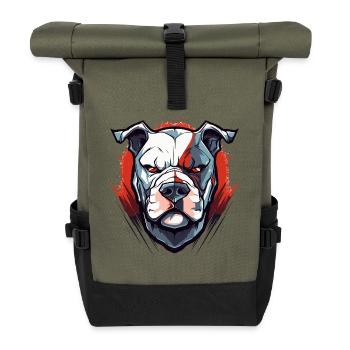 American Staffordshire Terrier - Rolltop Rucksack - Olive/Schwarz - Vorne