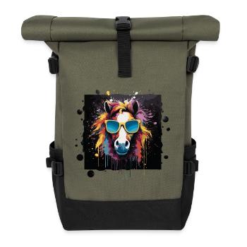 Love of horses - Roll Top Backpack - olive/black - Front