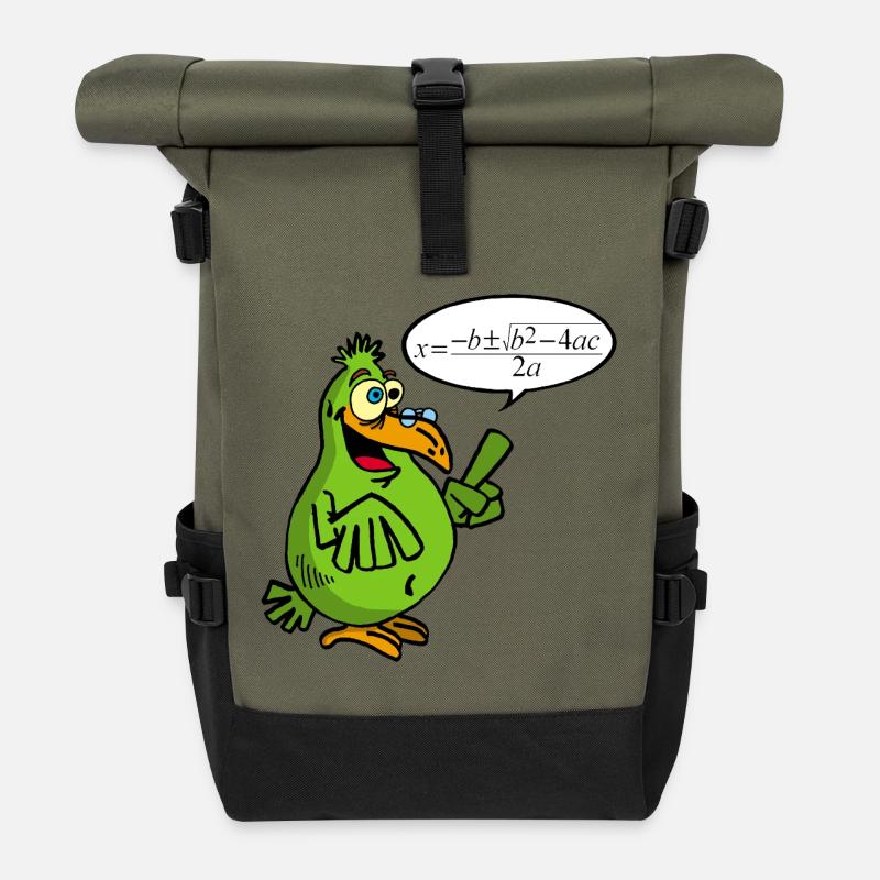 Intelligenter Vogel - Rolltop Rucksack - Olive/Schwarz