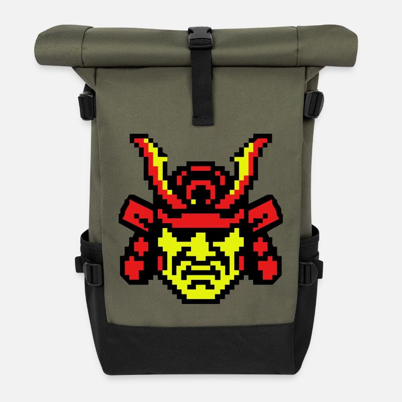 Pixel Samurai 8bit - Rolltop Rucksack - Olive/Schwarz