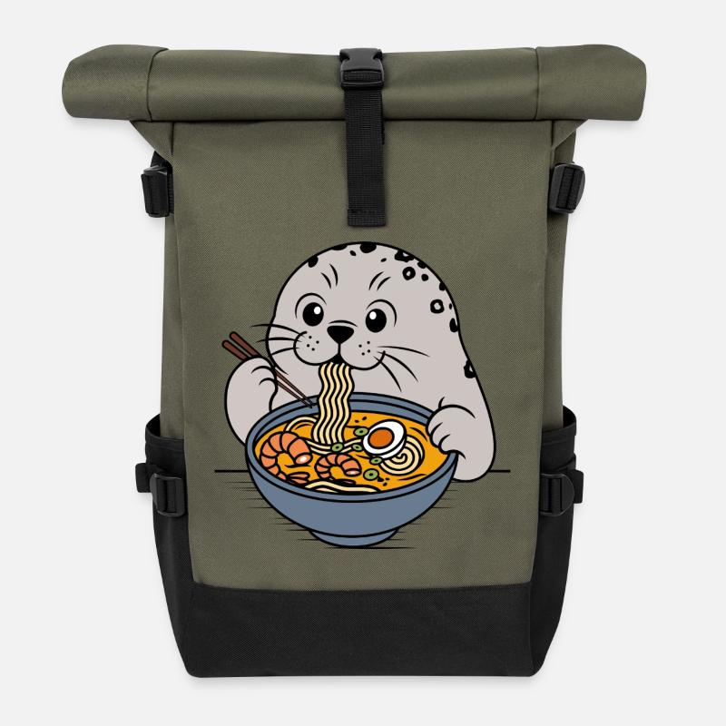 Ramen-Robbe - Rolltop Rucksack - Olive/Schwarz