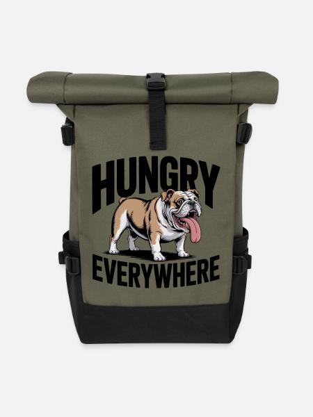 Hungrig Überall Bulldogge - Rolltop Rucksack - Olive/Schwarz
