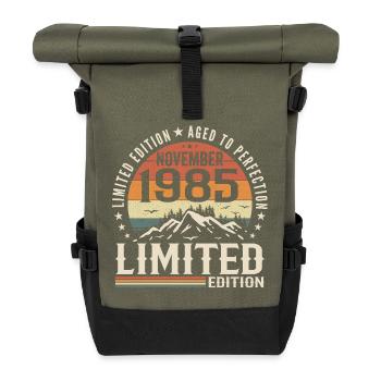 November 1985 Einzigartiger Retro-Geburtstag - Rolltop Rucksack - Olive/Schwarz - Vorne