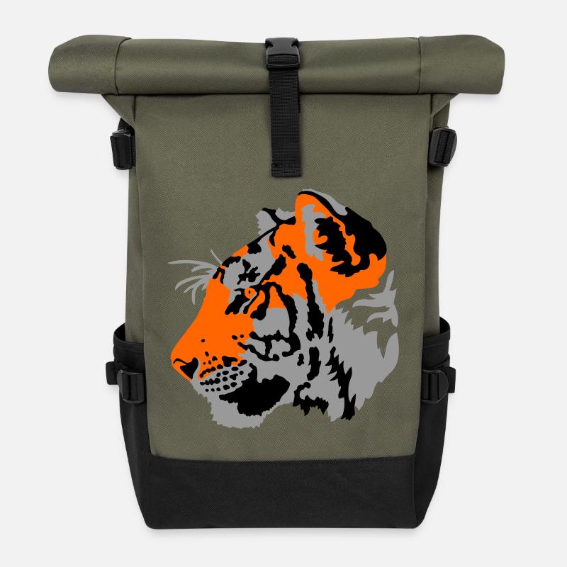 Tigre - Sac à dos roll top - olive/noir