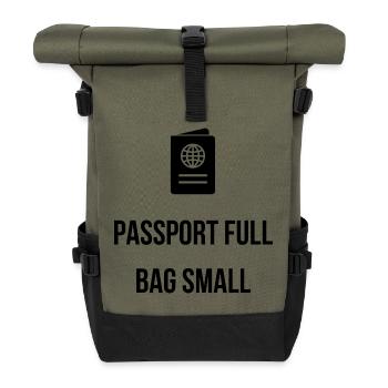 Passport Full, Bag Small – Adventure Shirt - Roll Top Backpack - olive/black - Front