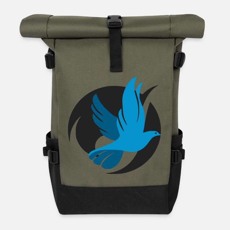 Originales Taubenlogo - Rolltop Rucksack - Olive/Schwarz