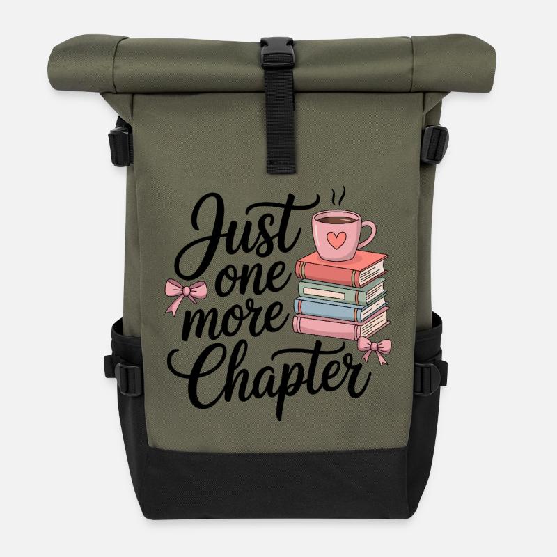 Juste un chapitre de plus - Cozy Booklover Design - Sac à dos roll top - olive/noir