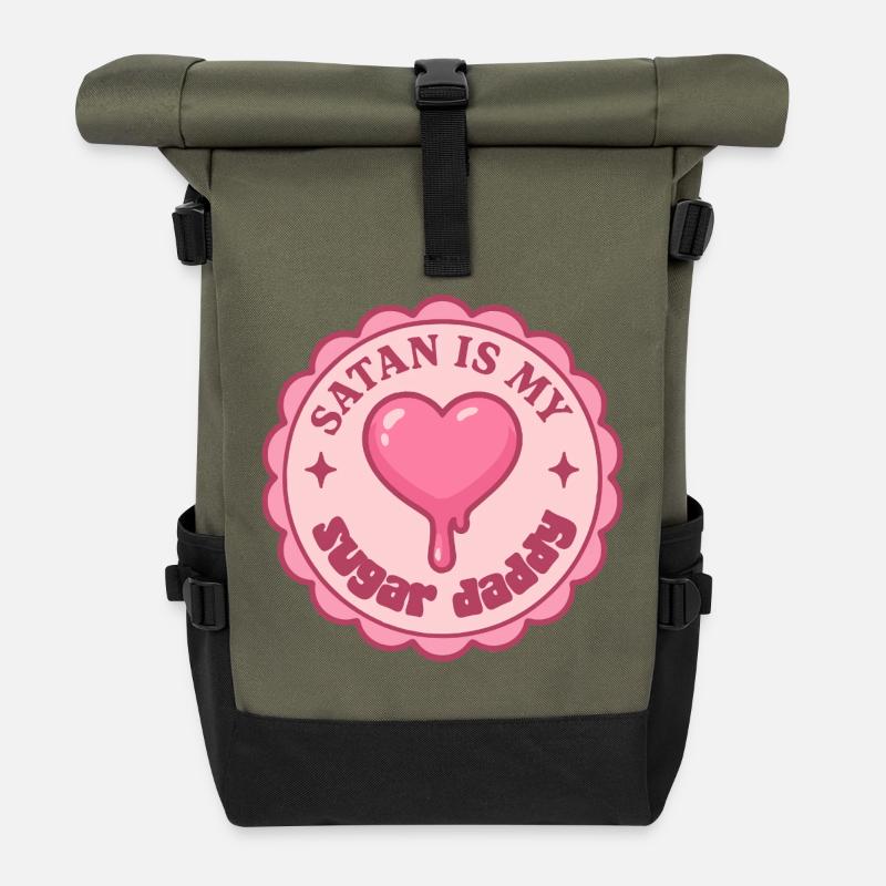 Love Badge Punk Rose - Sac à dos roll top - olive/noir