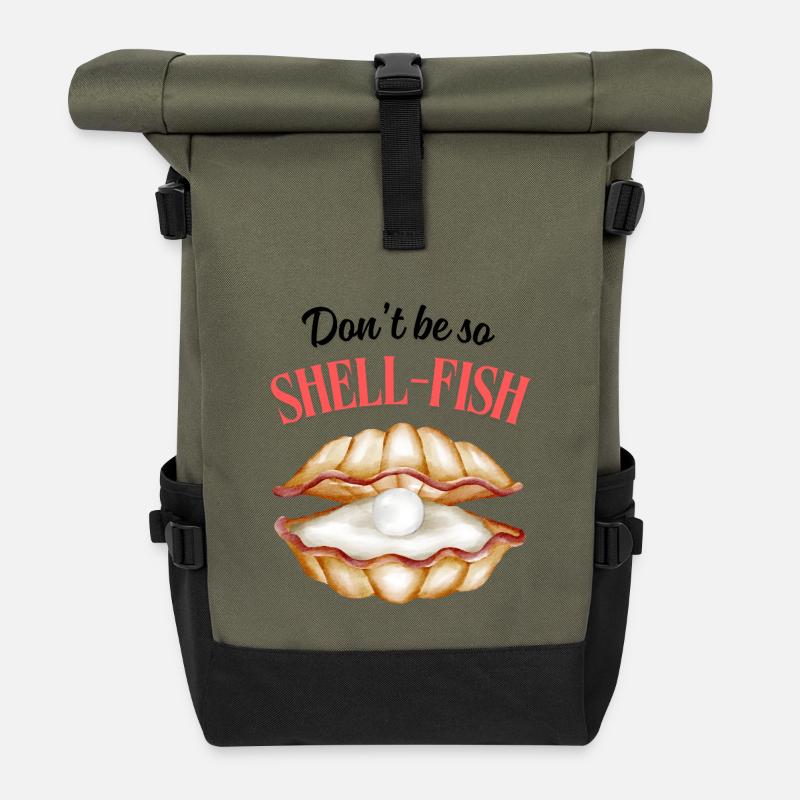 Perle de coquillages - Sac à dos roll top - olive/noir