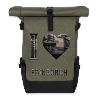 I Love Edinburgh – Stone City Architecture - Roll Top Backpack - olive/black - Front