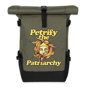 Petrify the Patriarchy - Roll Top Backpack - olive/black - Front