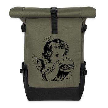 Burger Engel – Cherub isst Hamburger Vintage - Rolltop Rucksack - Olive/Schwarz - Vorne