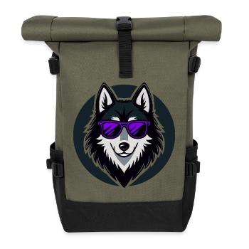 Husky glam purple glasses - Roll Top Backpack - olive/black - Front