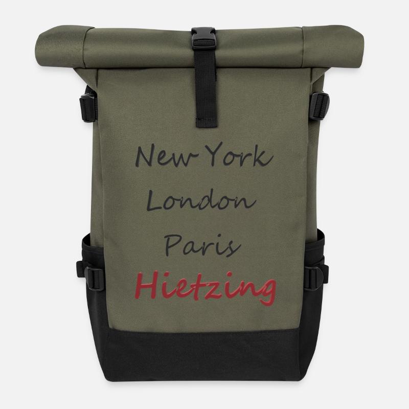 Städtische Manschrift NY, Londres, Paris, Hietzing - Sac à dos roll top - olive/noir