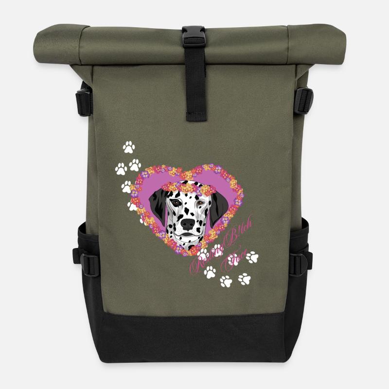 Ruhende B!tch Gesicht Dalmatiner - Rolltop Rucksack - Olive/Schwarz