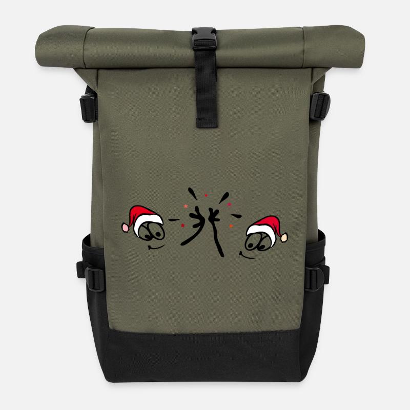 Weihnachten - Rolltop Rucksack - Olive/Schwarz