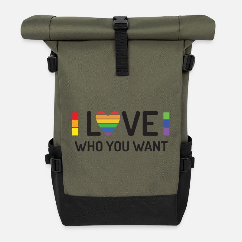 Pride Month - Liebe, wen du willst - Rolltop Rucksack - Olive/Schwarz