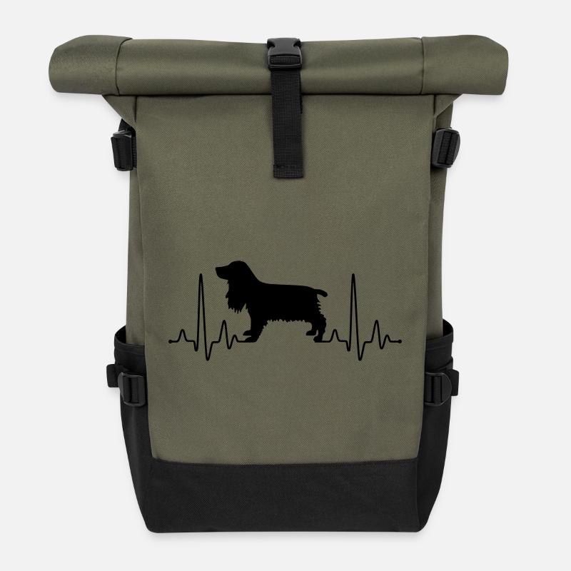 Cocker Spaniel Plus - Roll Top Backpack - olive/black